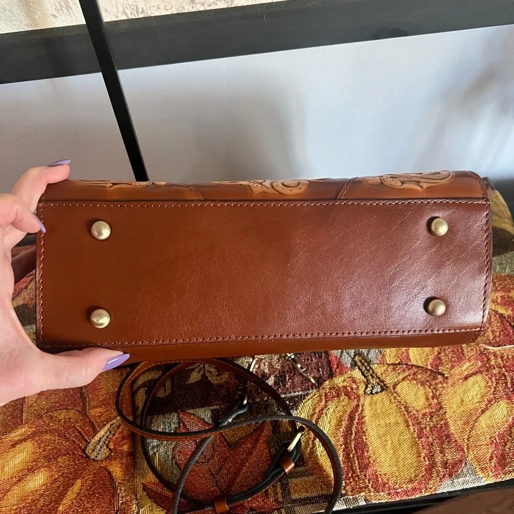 Patricia Nash Tooled Brown Embossed Handbag